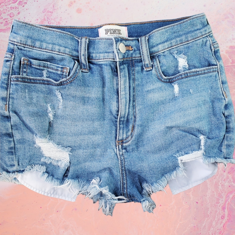 PINK by Victoria's Secret! Distressed Blue Jean Short's! Sz. 6